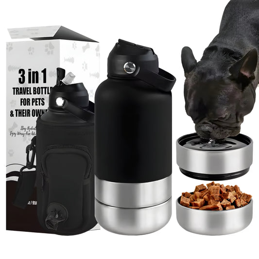 3-in-1 Stainless Steel Dog Water Bottle