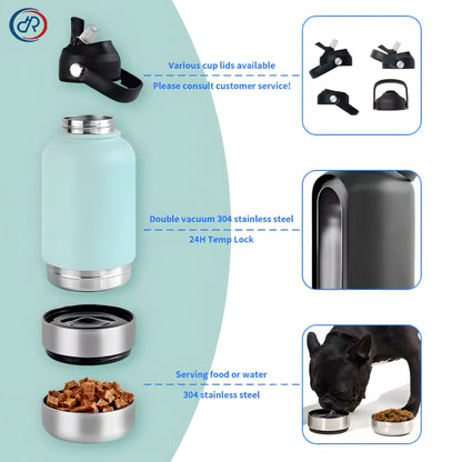 3-in-1 Stainless Steel Dog Water Bottle